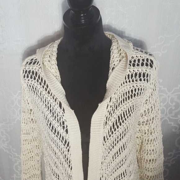 Lucky Linen Blend Open Weave Cardigan Cover-up - Picture 3 of 7